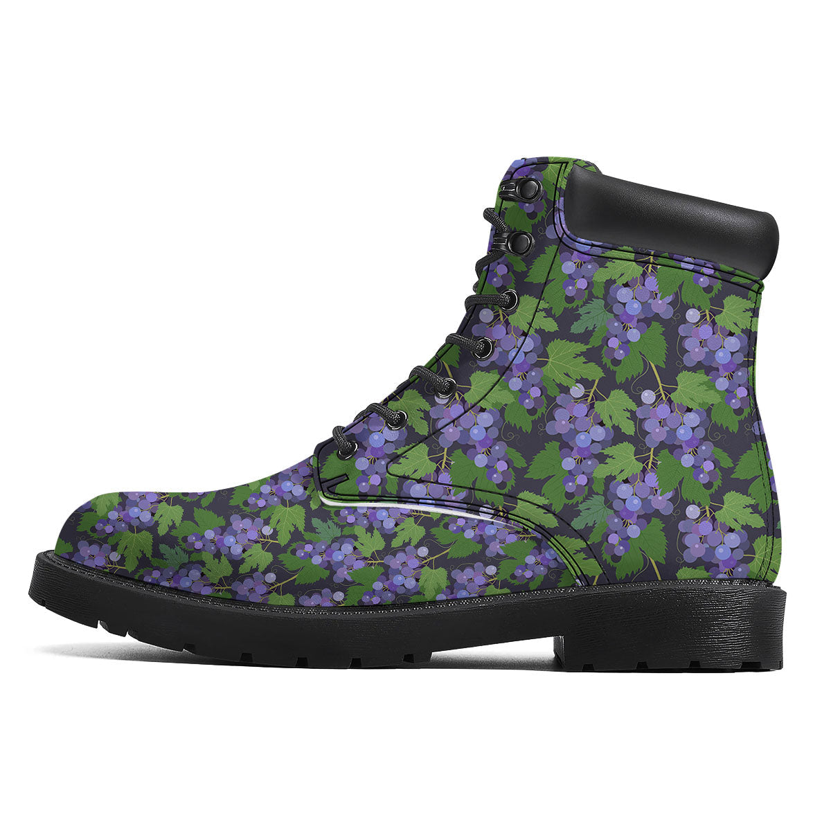 Purple Grapes Print Pattern Boots-grizzshop