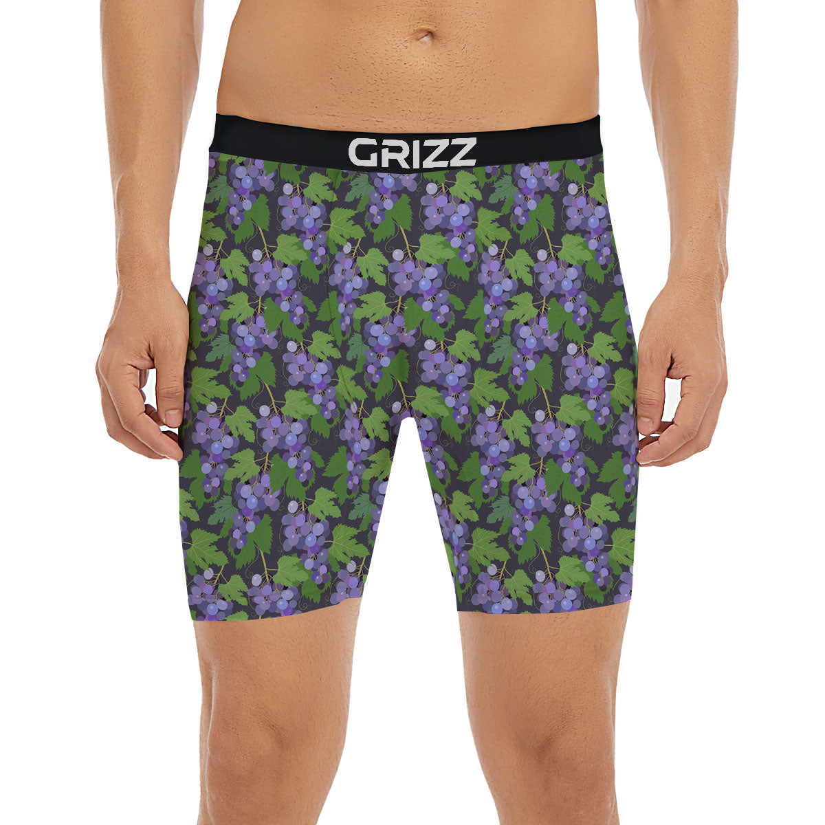 Purple Grapes Print Pattern Boxer Briefs-grizzshop