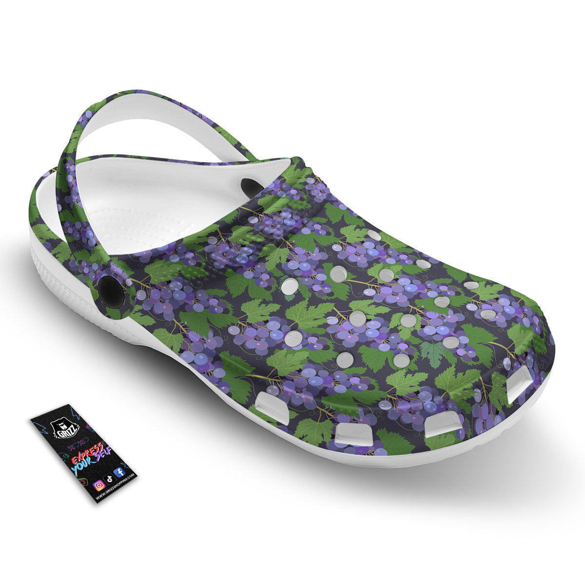 Purple Grapes Print Pattern Clog-grizzshop