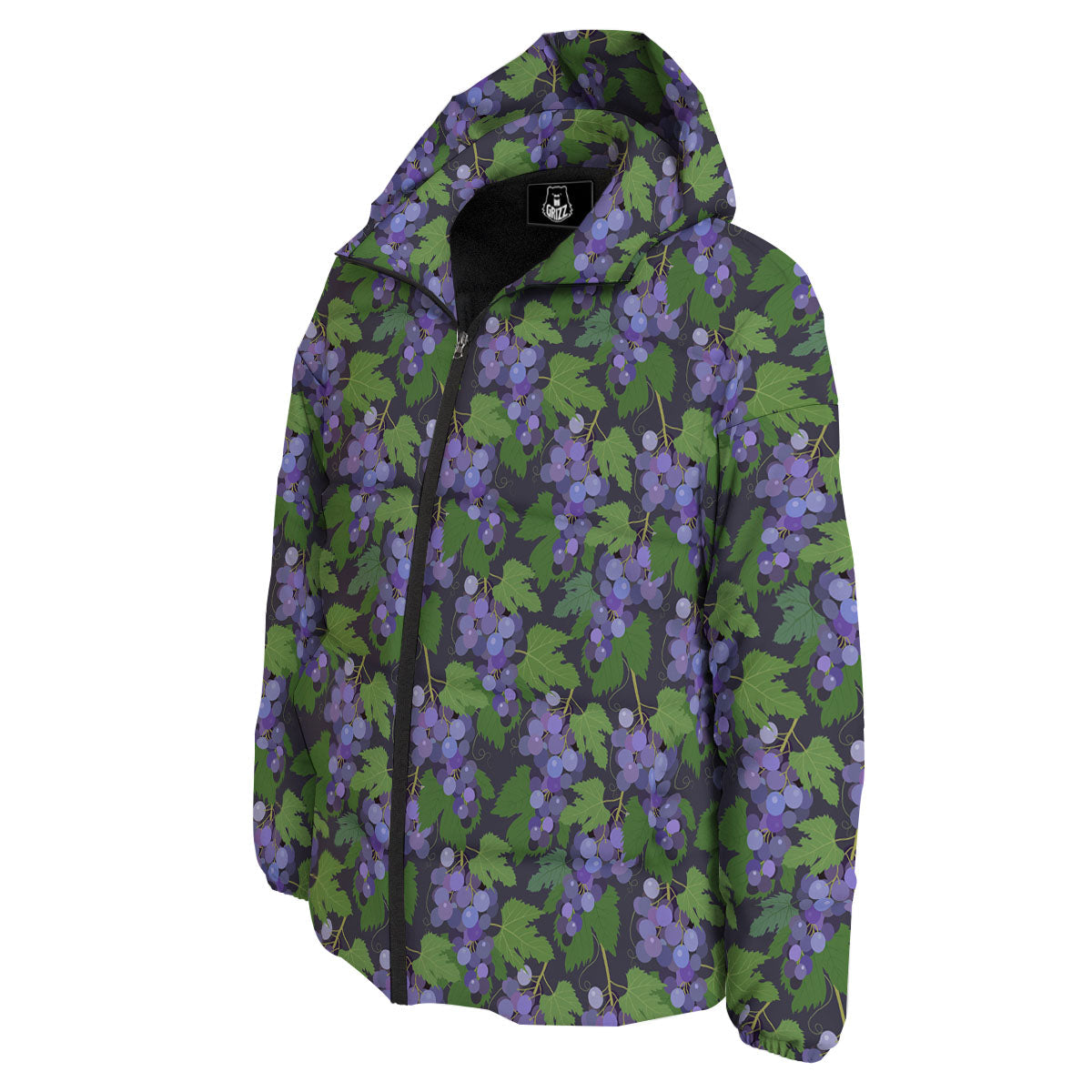 Purple Grapes Print Pattern Down Jacket-grizzshop