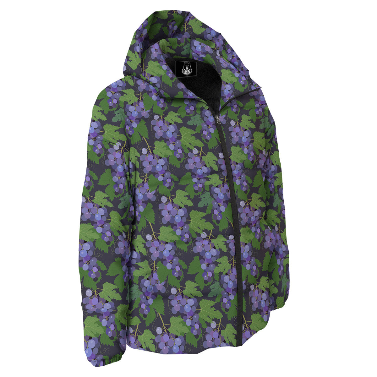 Purple Grapes Print Pattern Down Jacket-grizzshop