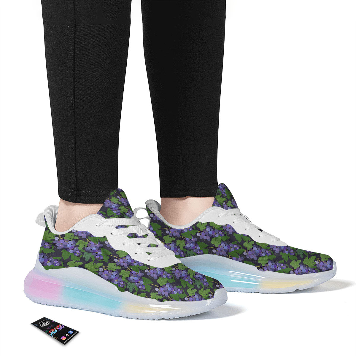 Purple Grapes Print Pattern Running Sneakers-grizzshop