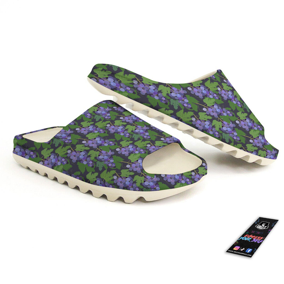 Purple Grapes Print Pattern Sandals-grizzshop