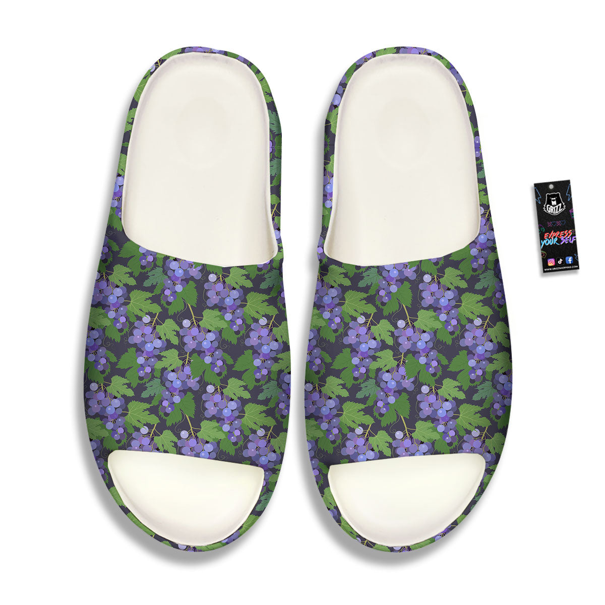 Purple Grapes Print Pattern Sandals-grizzshop