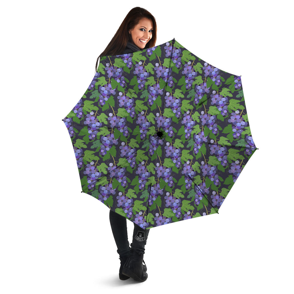 Purple Grapes Print Pattern Umbrella-grizzshop