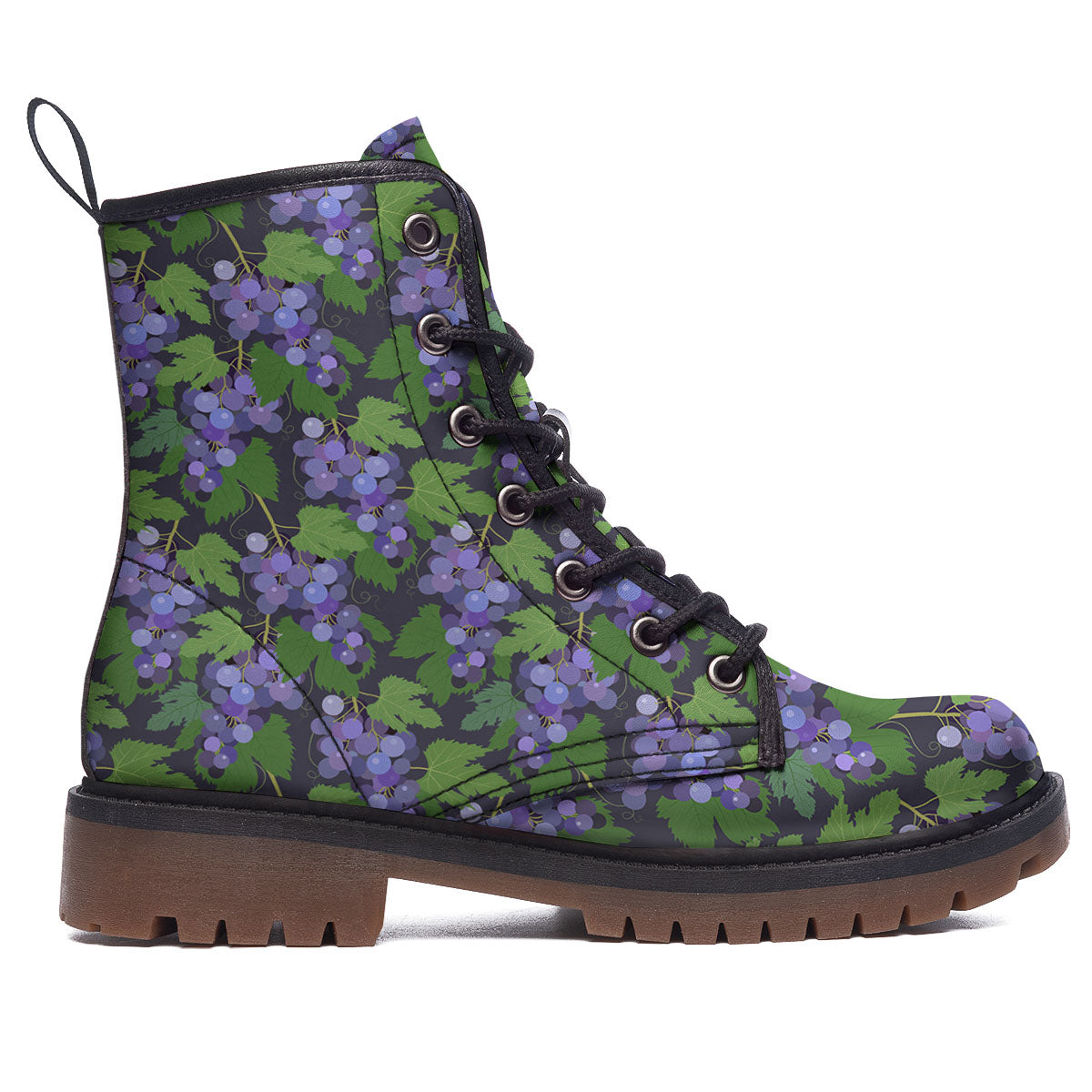 Purple Grapes Print Pattern Work Boots-grizzshop