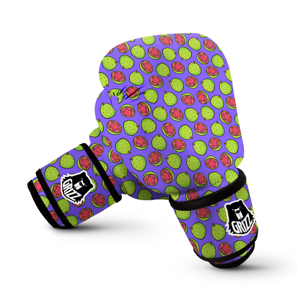 Purple Guava Print Pattern Boxing Gloves-grizzshop