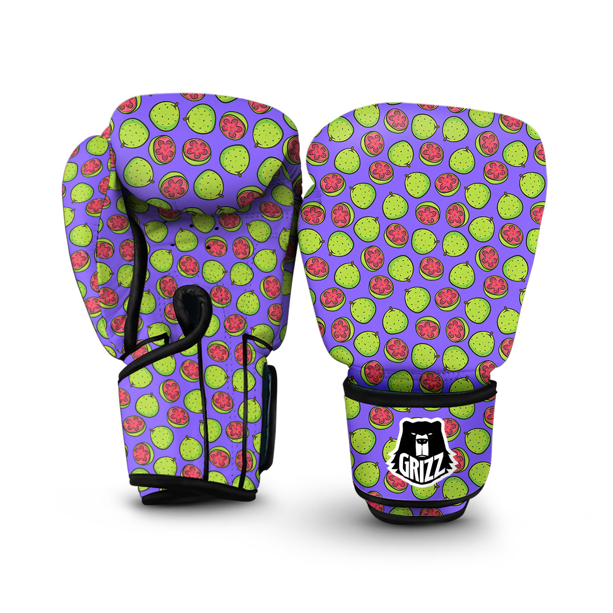 Purple Guava Print Pattern Boxing Gloves-grizzshop