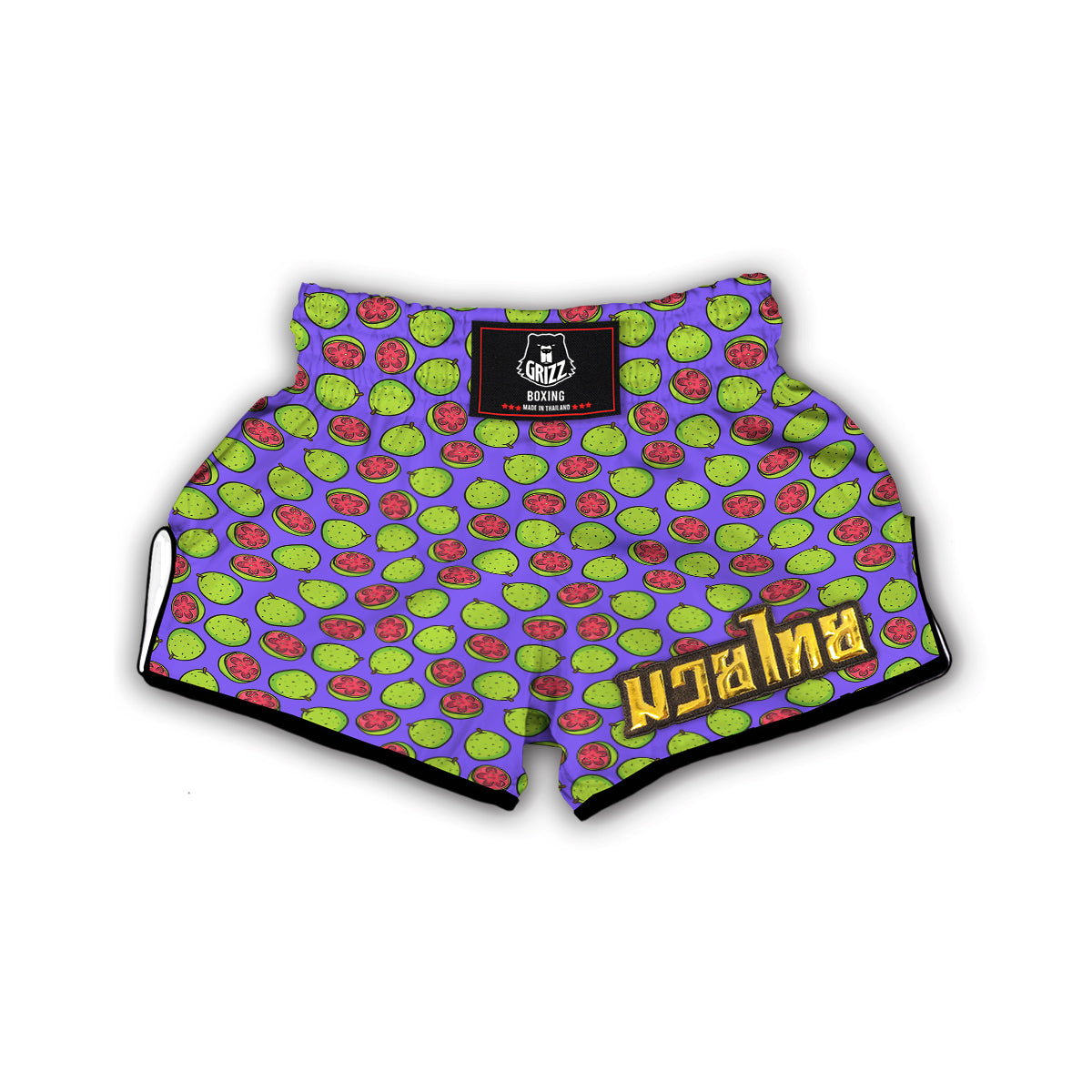 Purple Guava Print Pattern Muay Thai Boxing Shorts-grizzshop