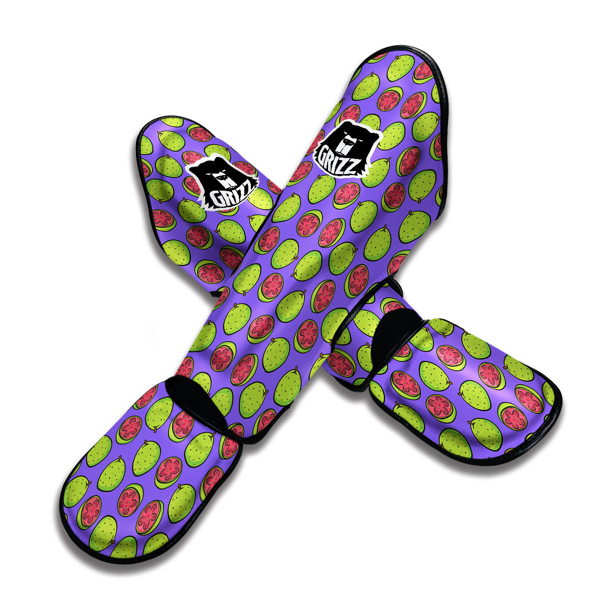 Purple Guava Print Pattern Muay Thai Shin Guards-grizzshop