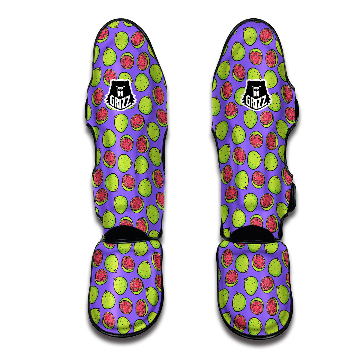 Purple Guava Print Pattern Muay Thai Shin Guards-grizzshop