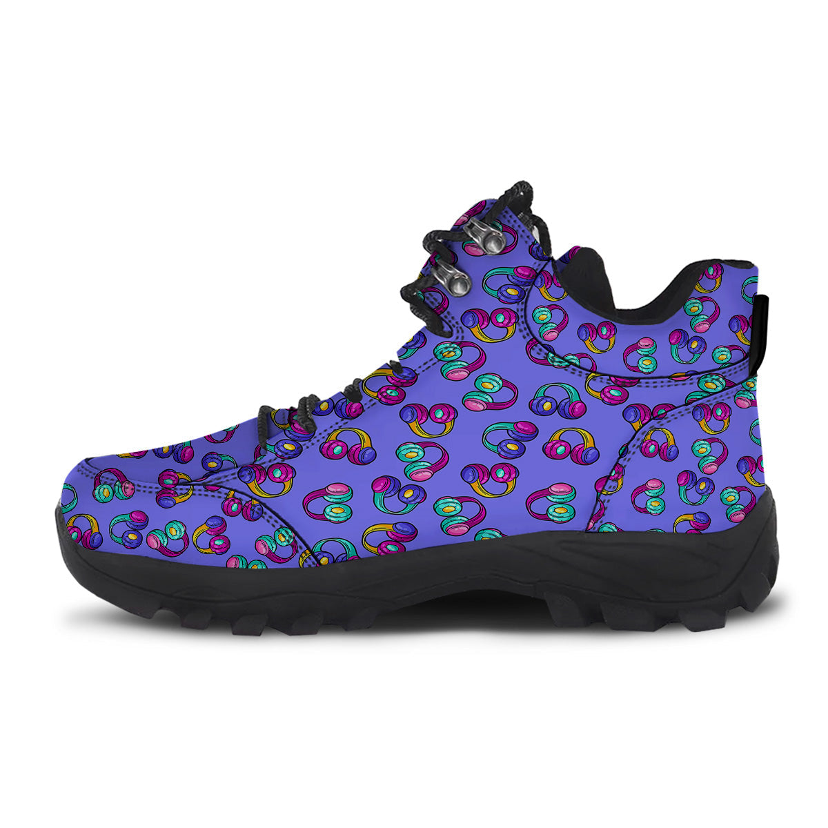 Purple Headphones Print Pattern Hiking Shoes-grizzshop