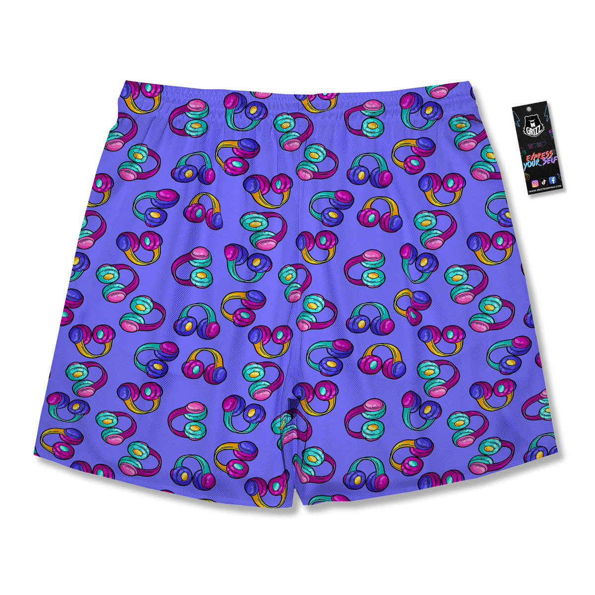 Purple Headphones Print Pattern Men's Running Shorts-grizzshop