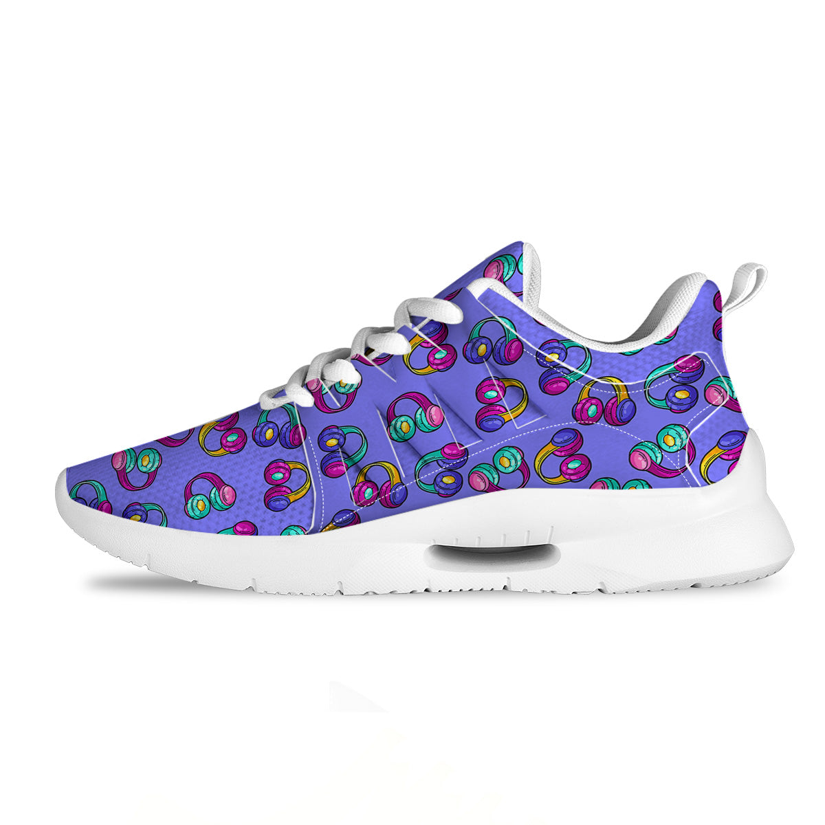 Purple Headphones Print Pattern Tennis Shoes-grizzshop