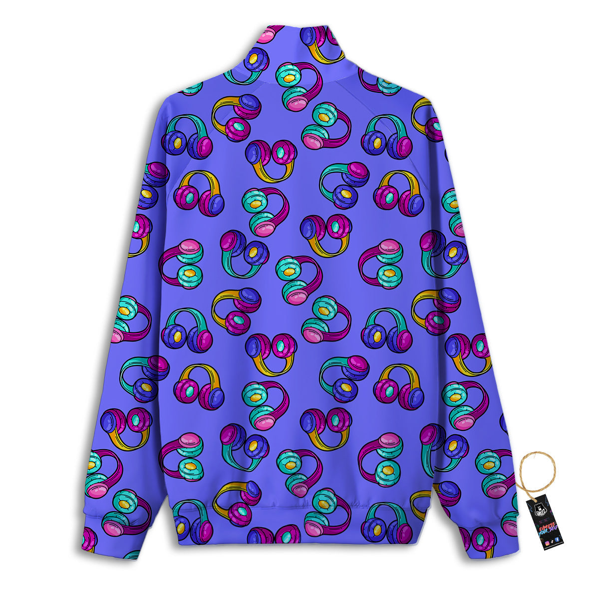Purple Headphones Print Pattern Track Jacket-grizzshop