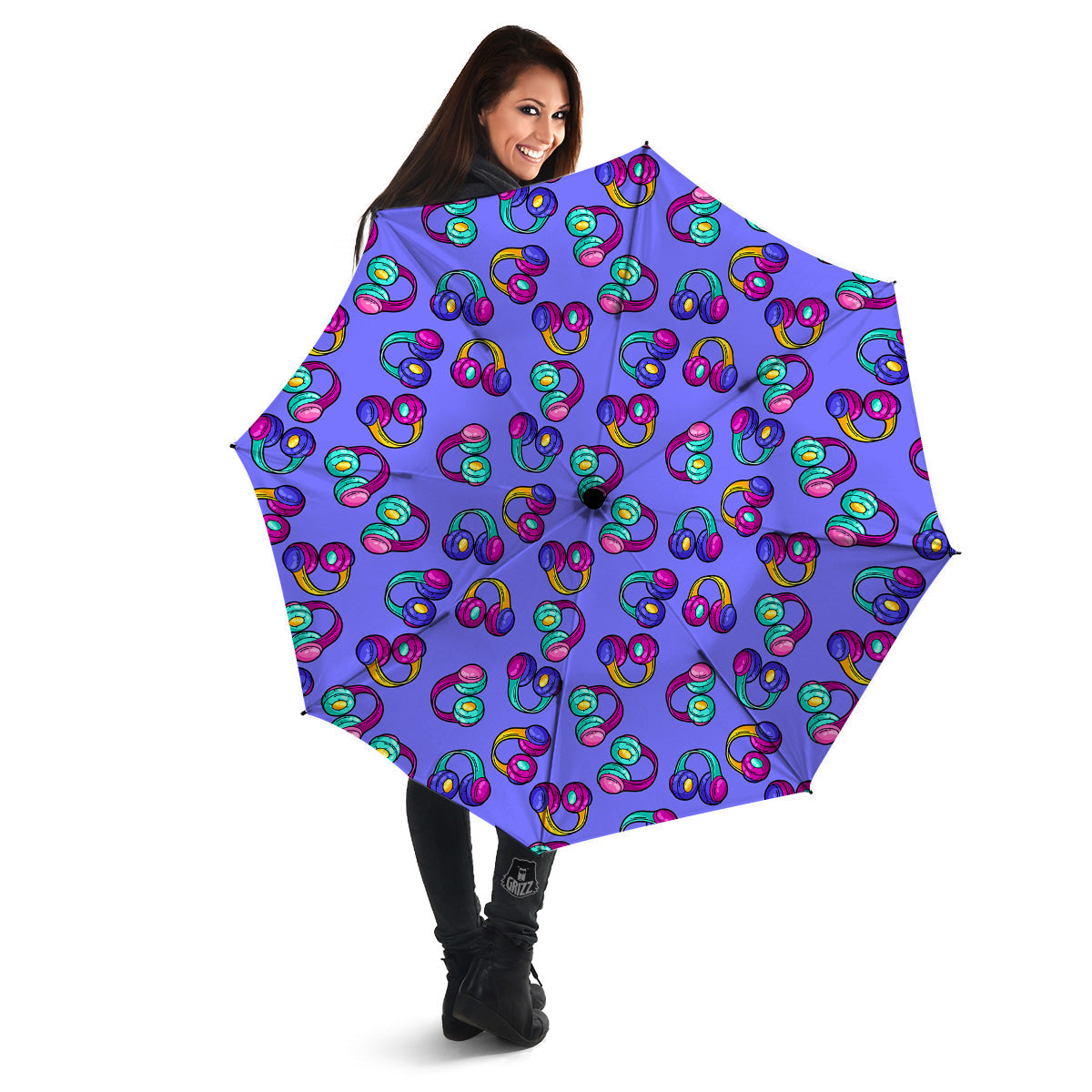 Purple Headphones Print Pattern Umbrella-grizzshop