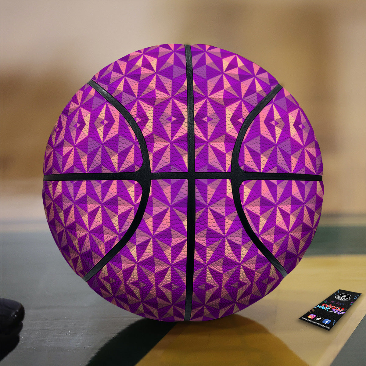 Purple Hexagonal Shape Print Pattern Basketball-grizzshop