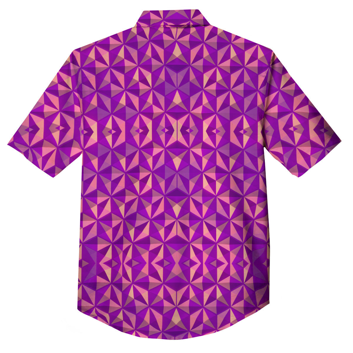 Purple Hexagonal Shape Print Pattern Button Up Shirt-grizzshop