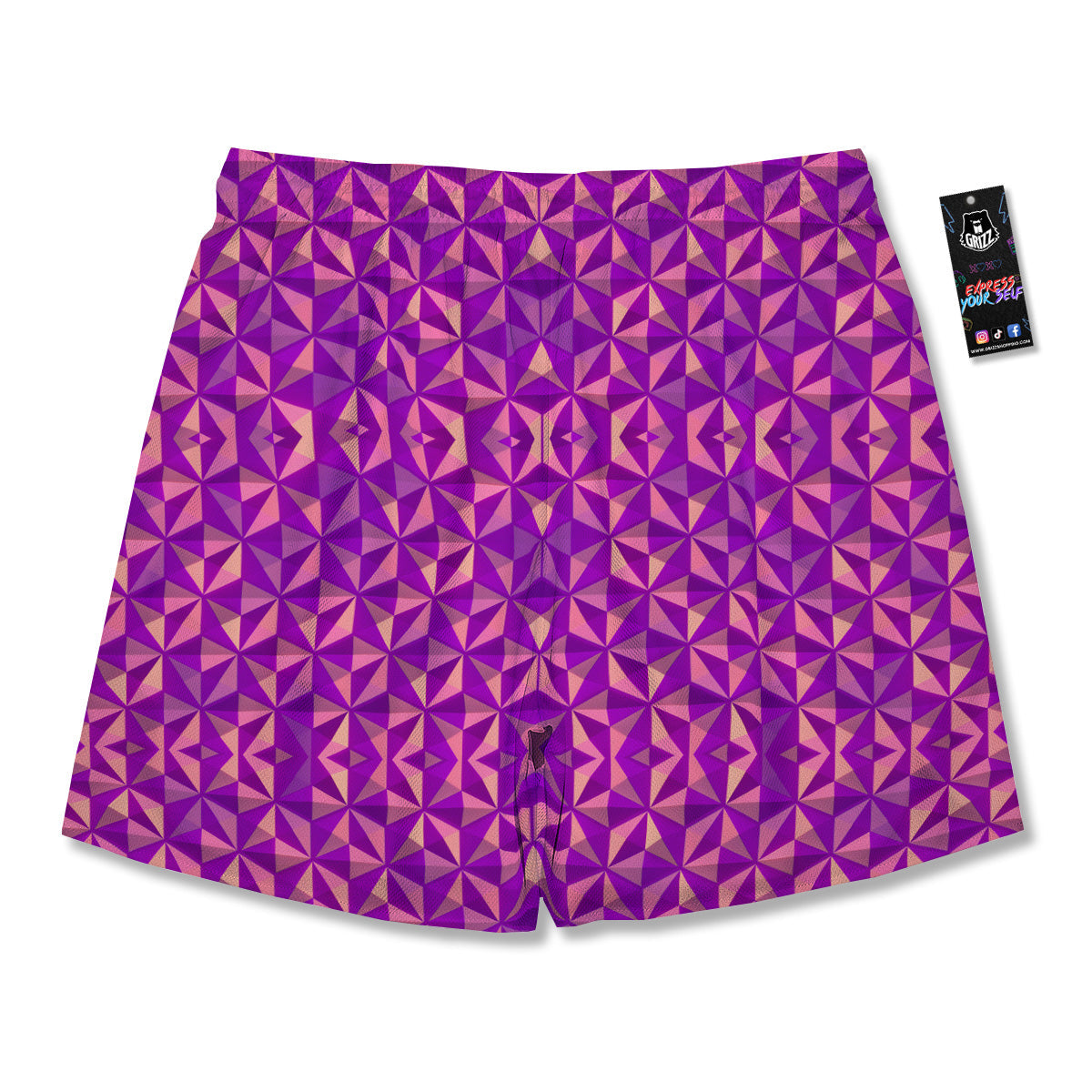 Purple Hexagonal Shape Print Pattern Men's Running Shorts-grizzshop