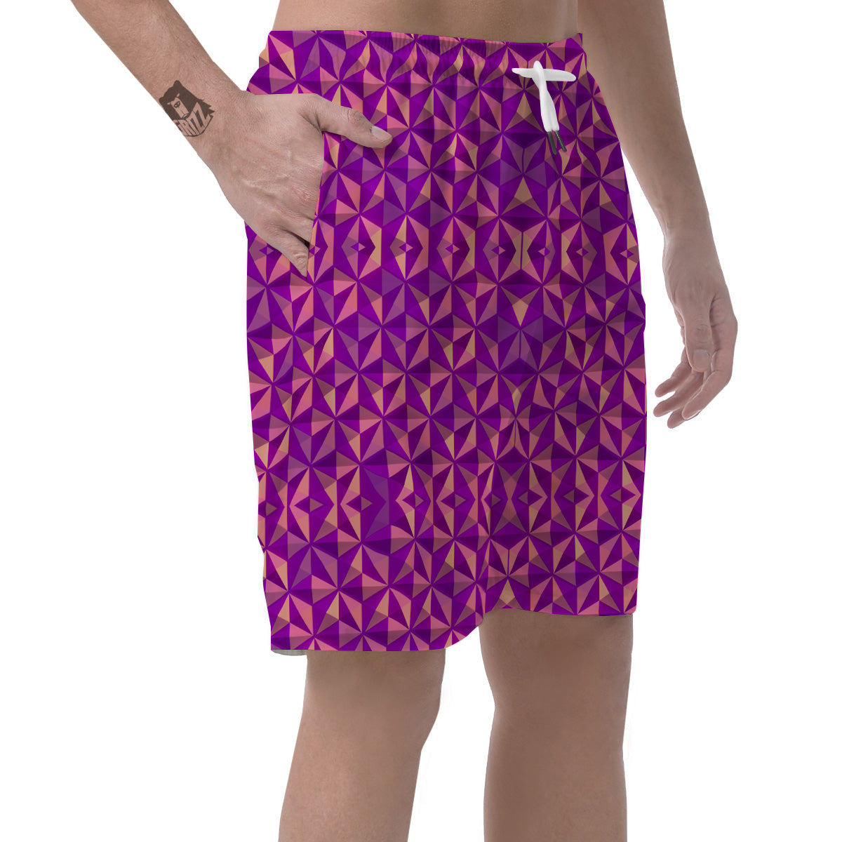 Purple Hexagonal Shape Print Pattern Men's Shorts-grizzshop