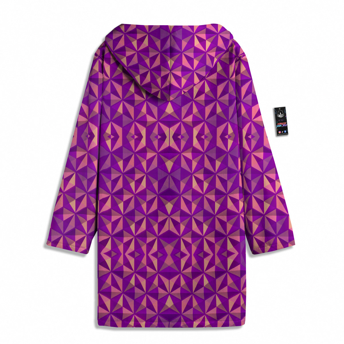 Purple Hexagonal Shape Print Pattern Men's Windbreaker Jacket-grizzshop