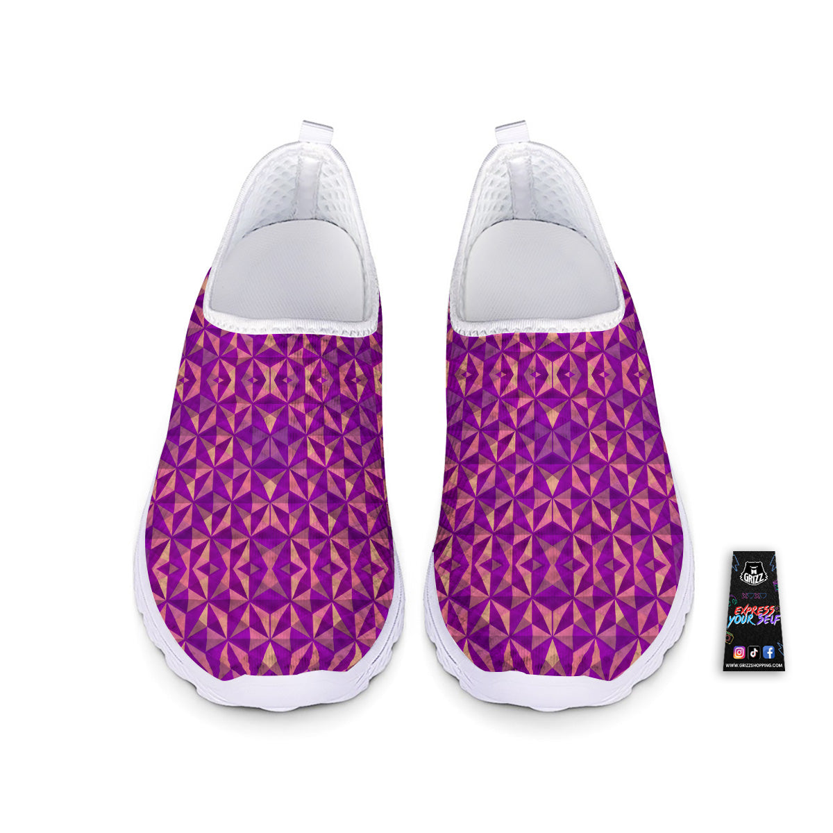 Purple Hexagonal Shape Print Pattern Nurse Shoes-grizzshop