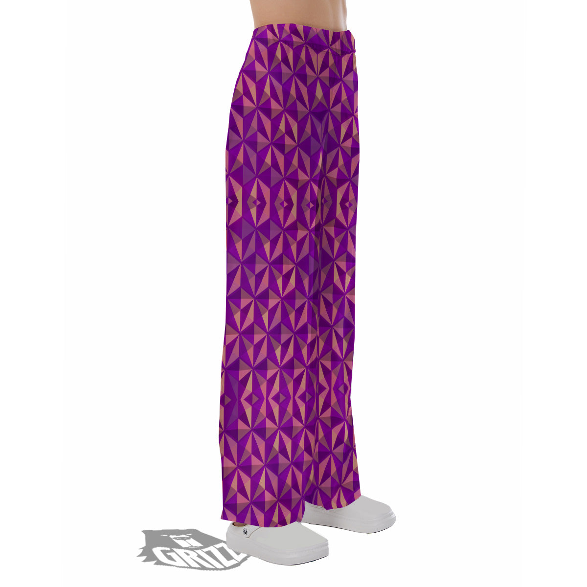 Purple Hexagonal Shape Print Pattern Pajama Pants-grizzshop