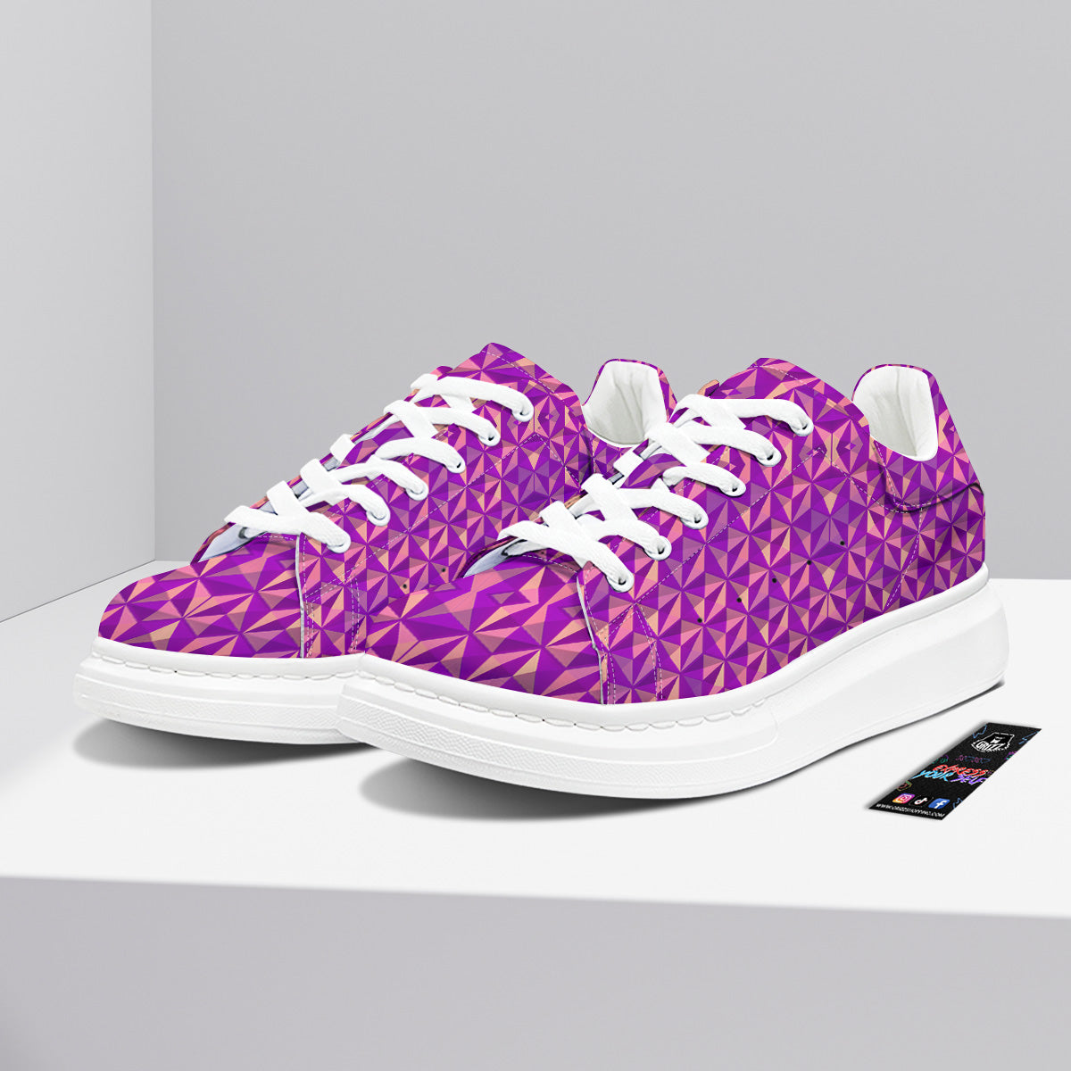 Purple Hexagonal Shape Print Pattern Platform Shoes-grizzshop