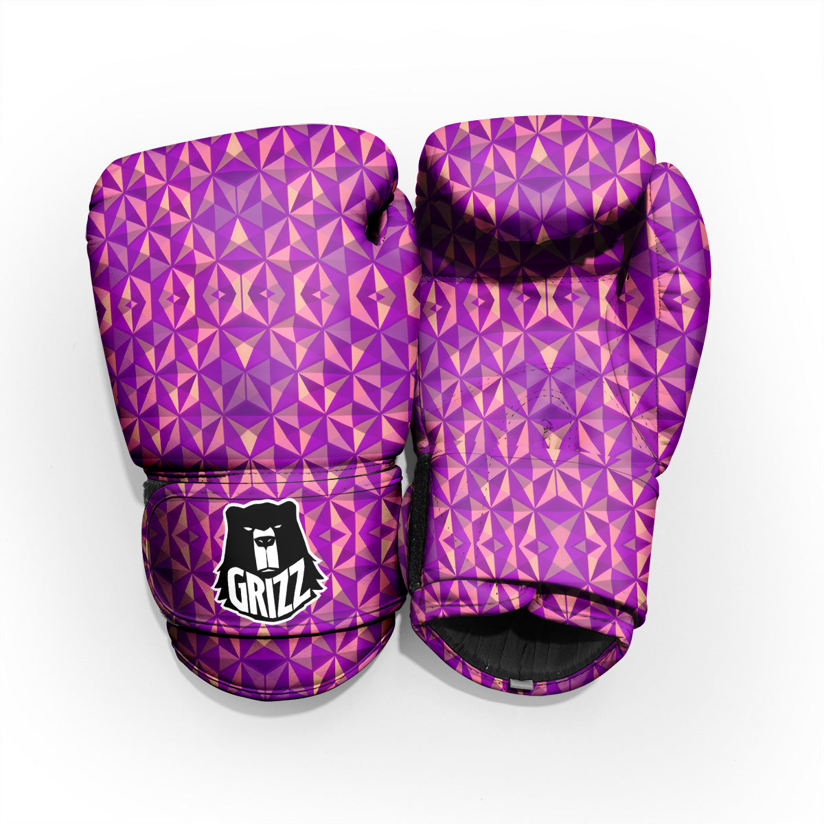 Purple Hexagonal Shape Print Pattern Sparring Gloves-grizzshop