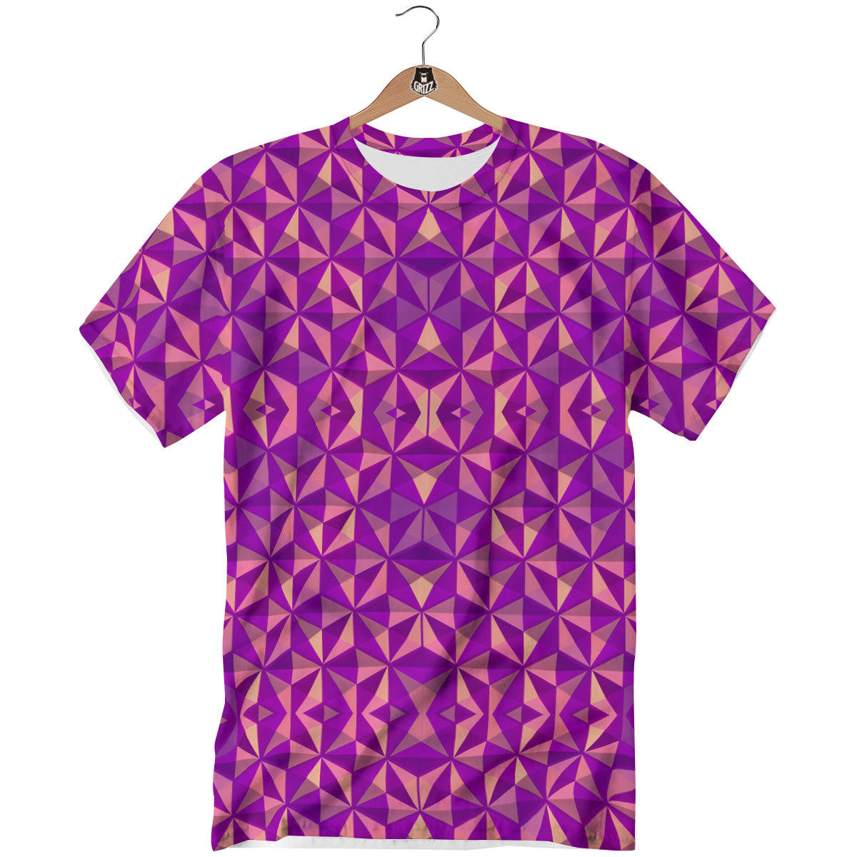 Purple Hexagonal Shape Print Pattern T-Shirt-grizzshop