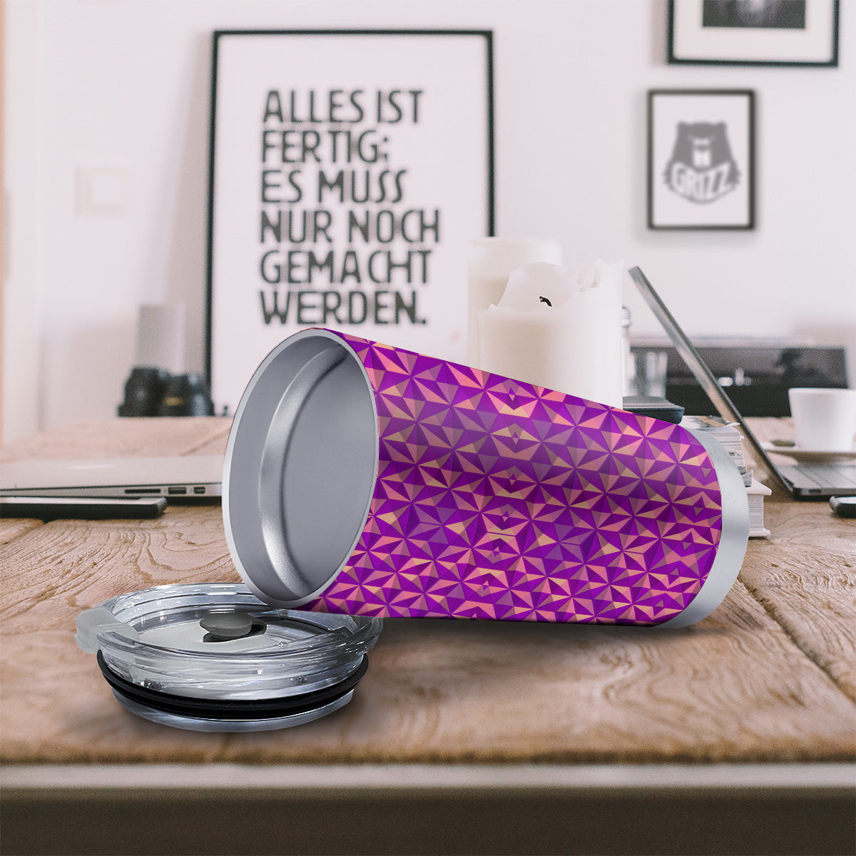 Purple Hexagonal Shape Print Pattern Tumbler-grizzshop