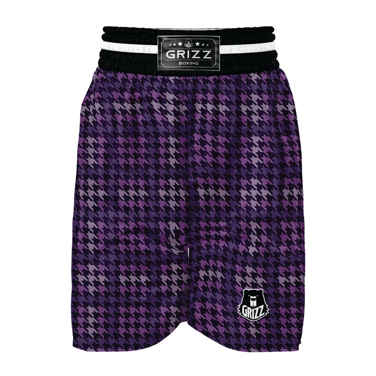 Purple Houndstooth Boxing Shorts-grizzshop