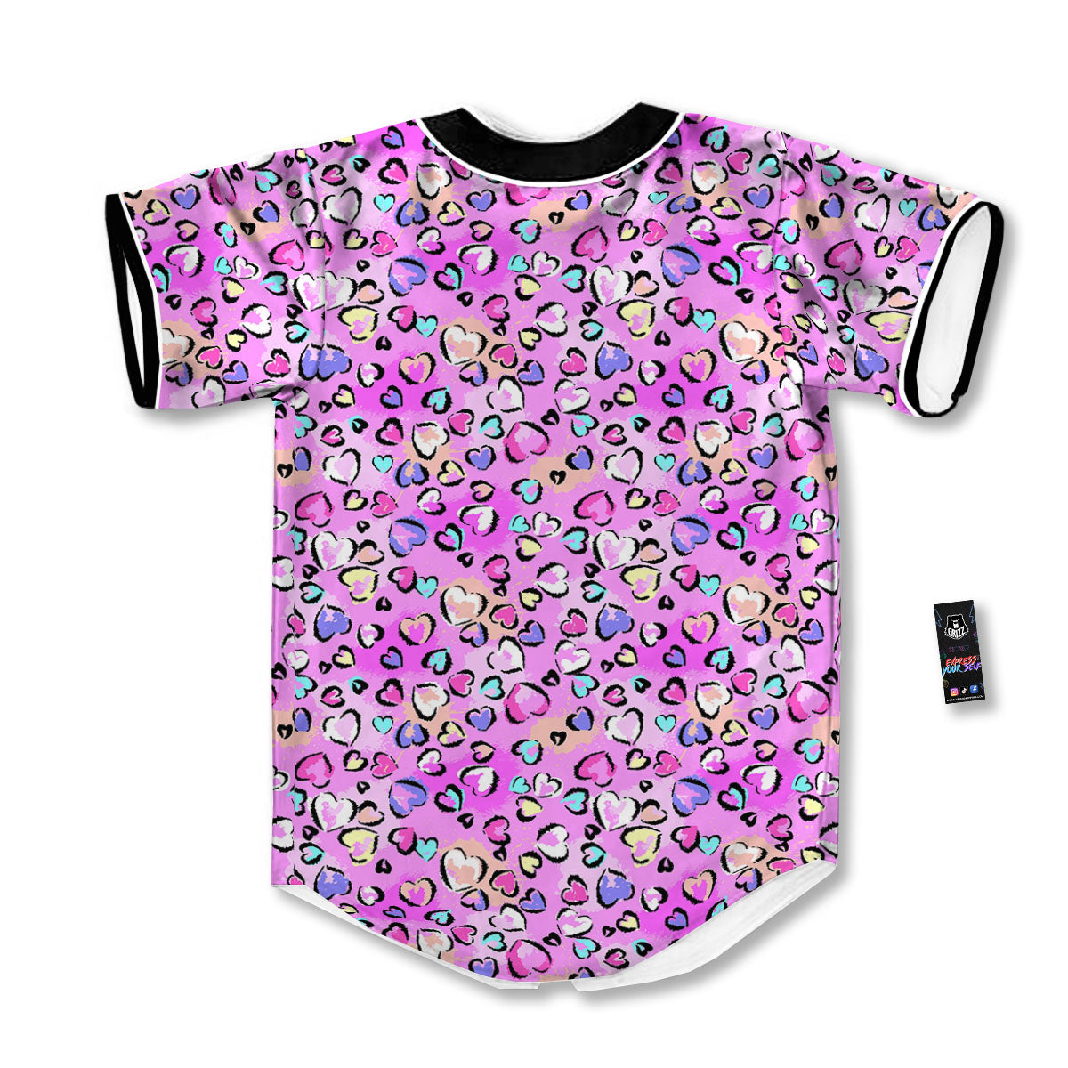 Purple Leopard Heart Colorful Print Pattern Baseball Jersey-grizzshop