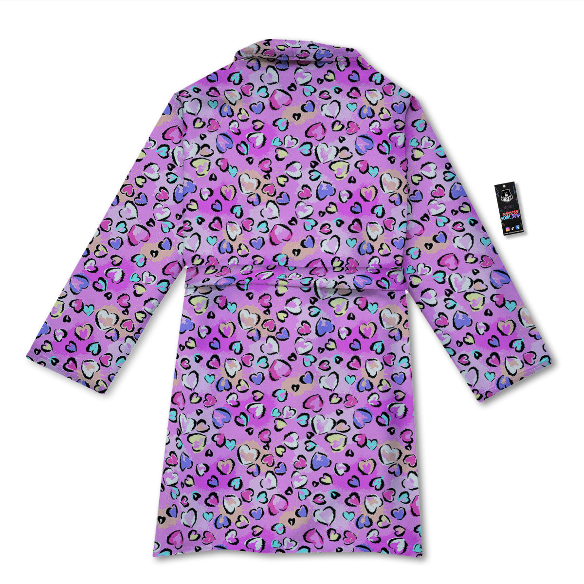 Purple Leopard Heart Colorful Print Pattern Bathrobe-grizzshop
