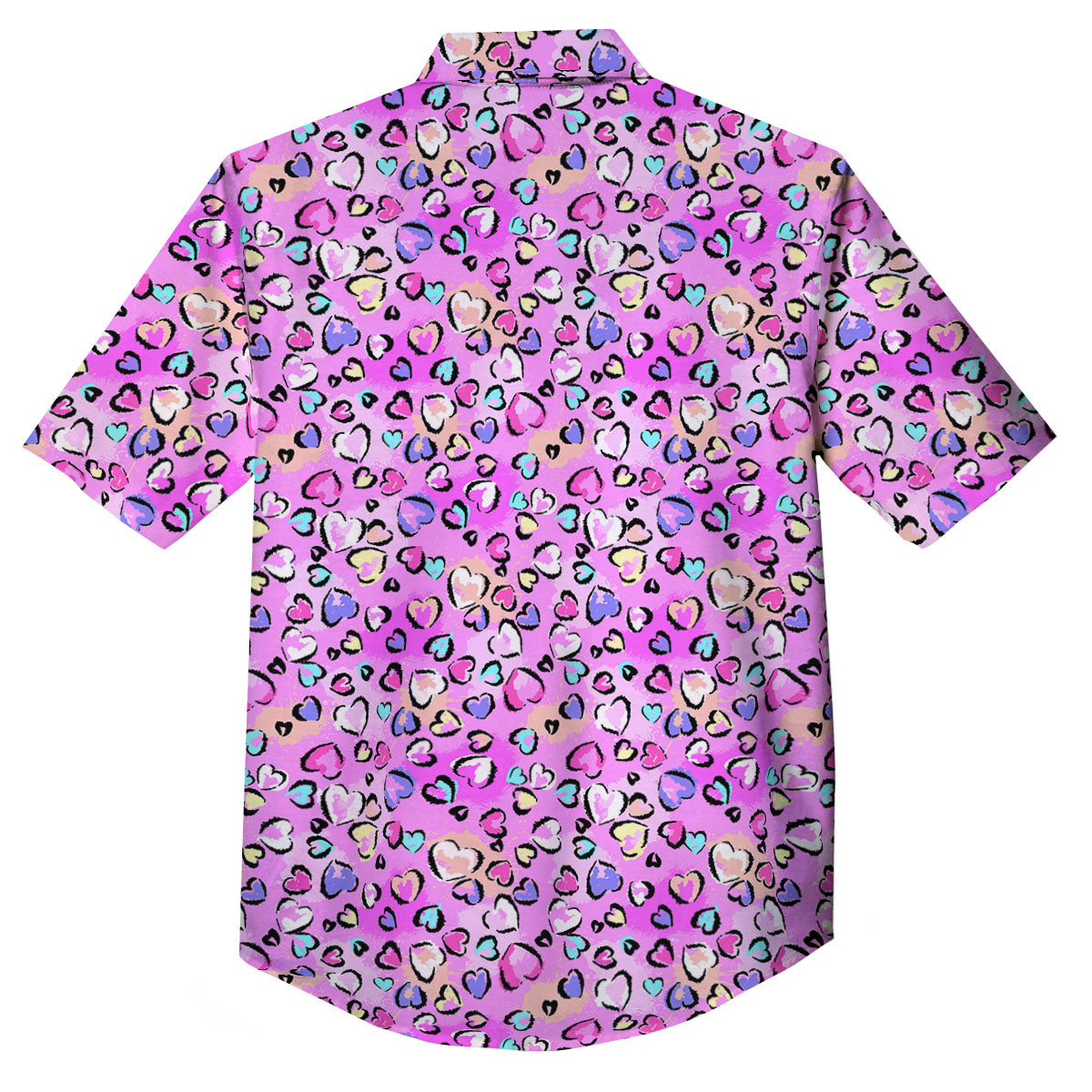 Purple Leopard Heart Colorful Print Pattern Button Up Shirt-grizzshop