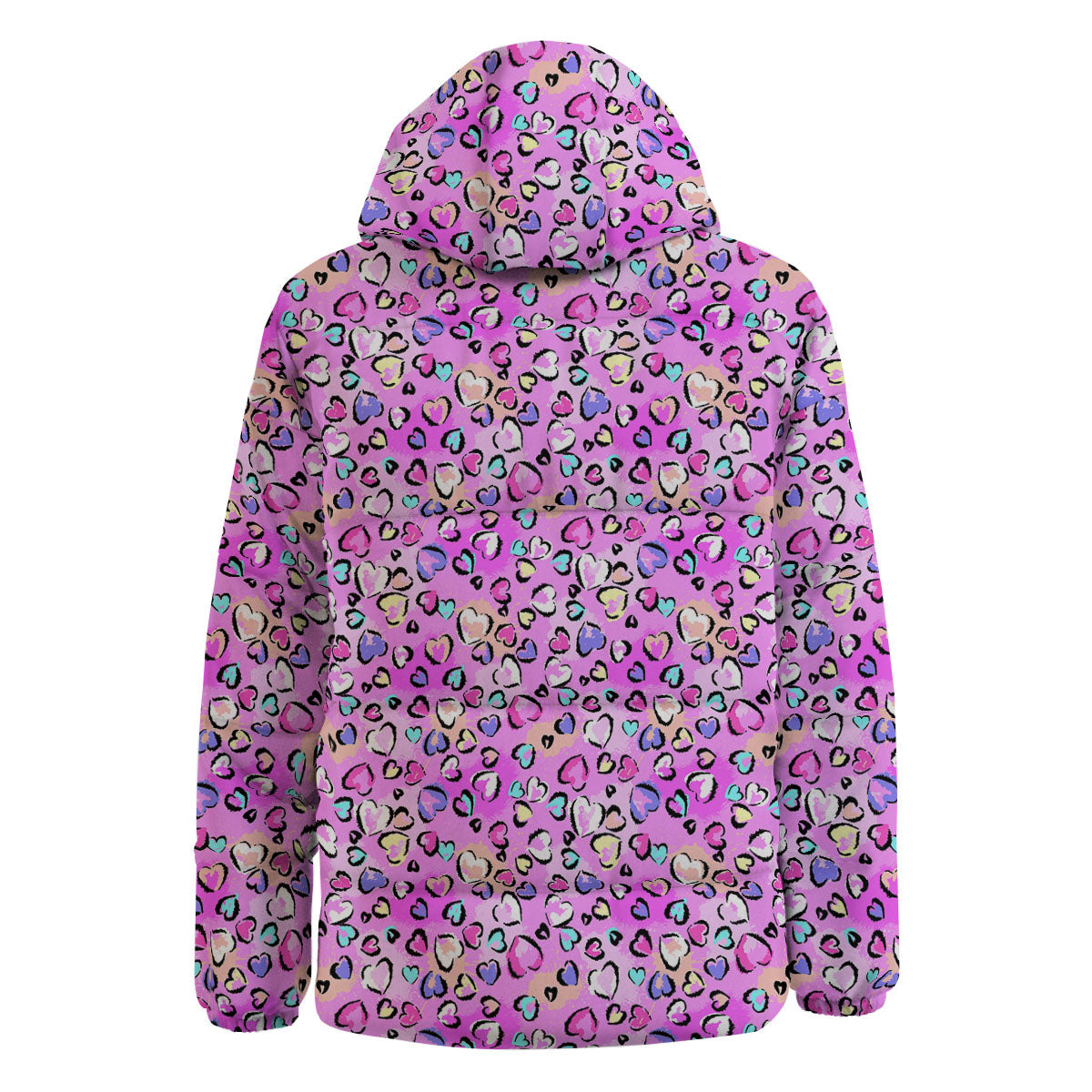 Purple Leopard Heart Colorful Print Pattern Down Jacket-grizzshop