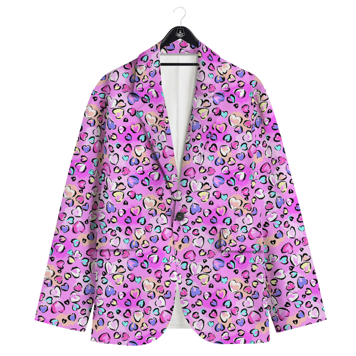 Purple Leopard Heart Colorful Print Pattern Men's Sport Coat-grizzshop