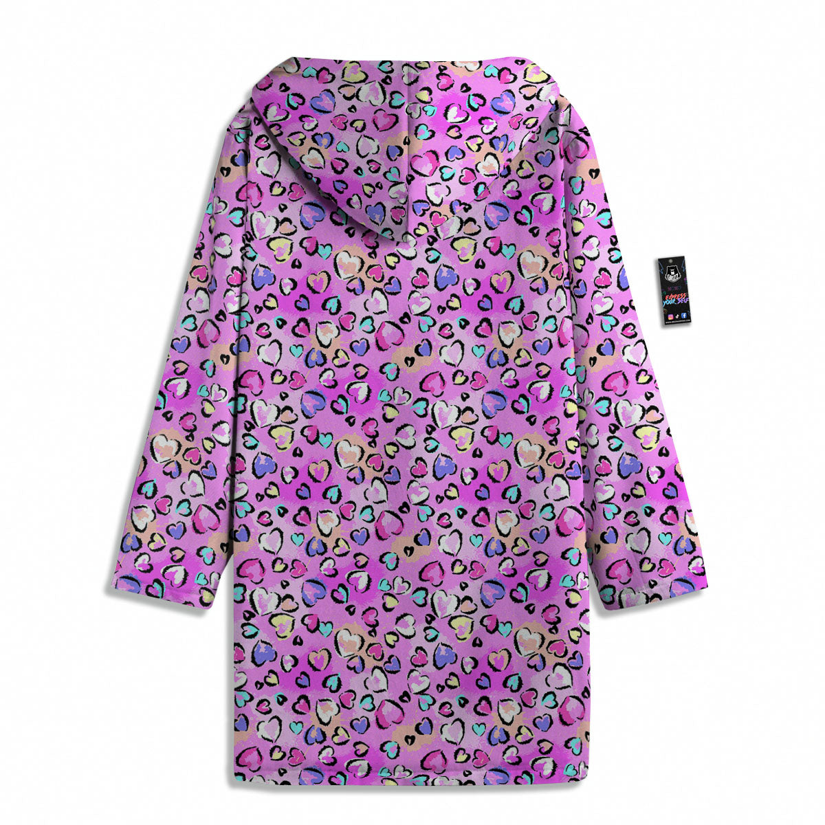 Purple Leopard Heart Colorful Print Pattern Men's Windbreaker Jacket-grizzshop