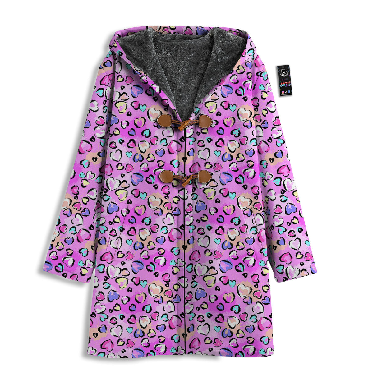 Purple Leopard Heart Colorful Print Pattern Men's Windbreaker Jacket-grizzshop