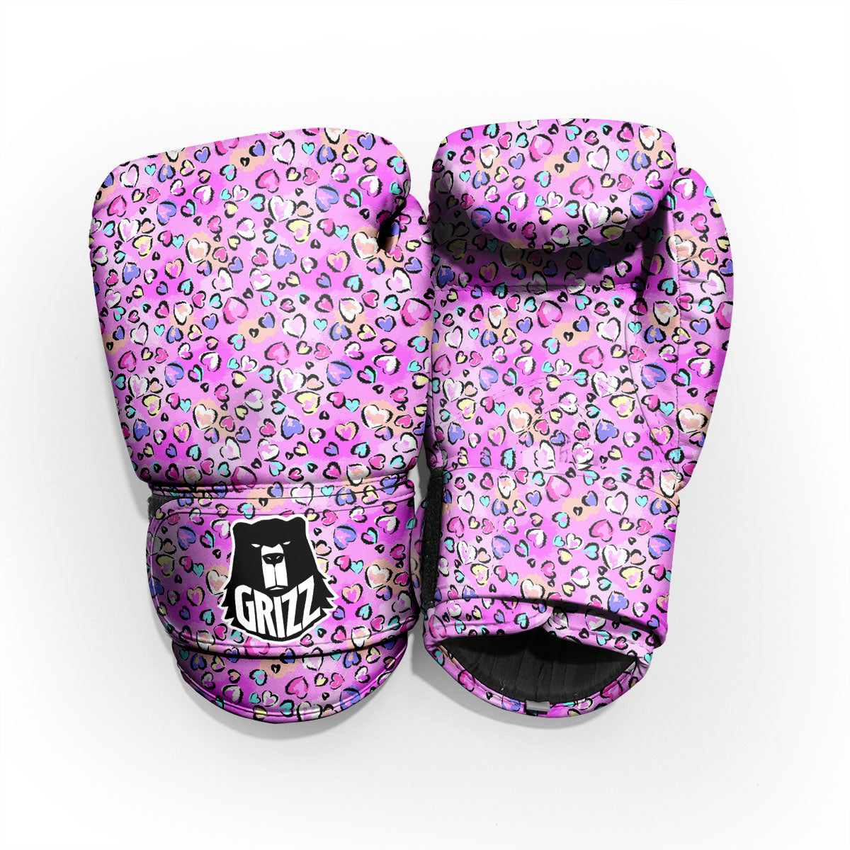 Purple Leopard Heart Colorful Print Pattern Pro Boxing Glove