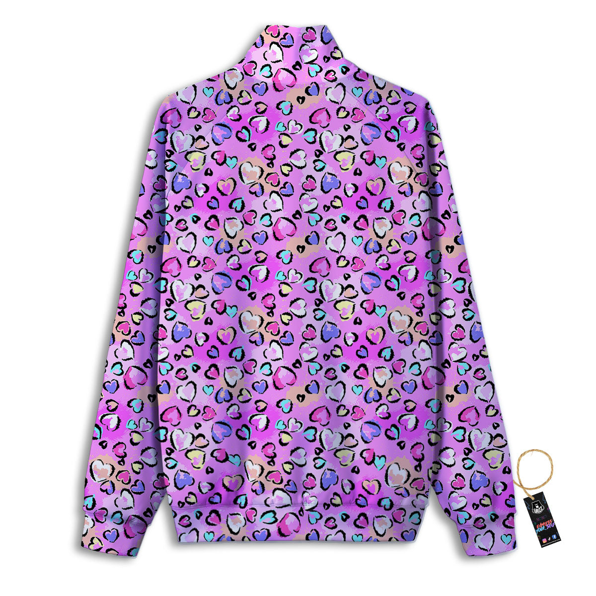 Purple Leopard Heart Colorful Print Pattern Track Jacket-grizzshop