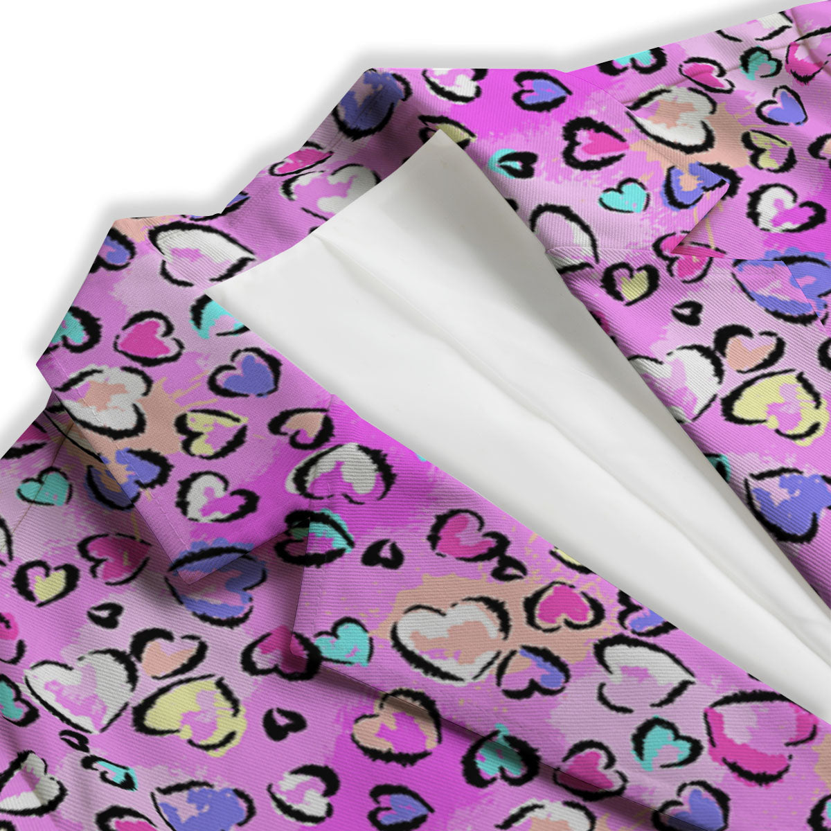 Purple Leopard Heart Colorful Print Pattern Women's Blazer-grizzshop