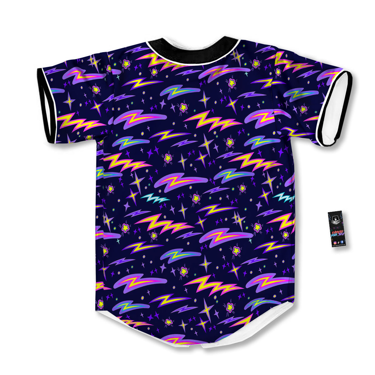 Purple Lightning Flashes Print Pattern Baseball Jersey-grizzshop