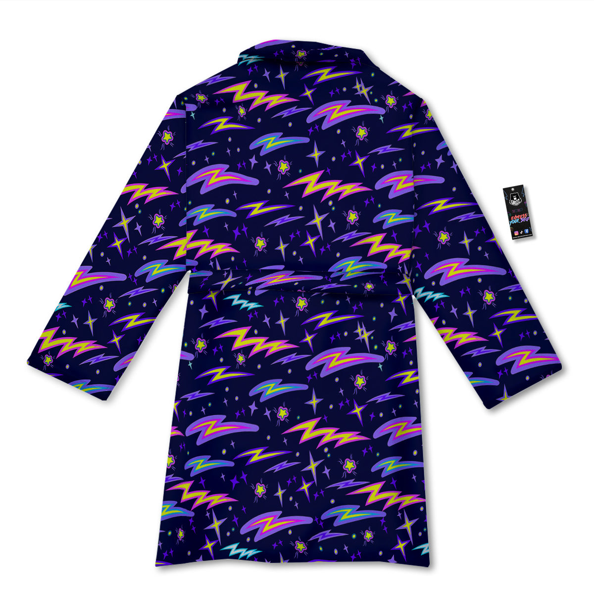 Purple Lightning Flashes Print Pattern Bathrobe-grizzshop
