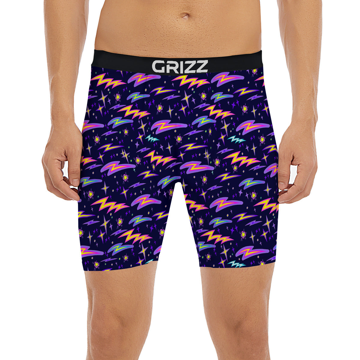 Purple Lightning Flashes Print Pattern Boxer Briefs-grizzshop