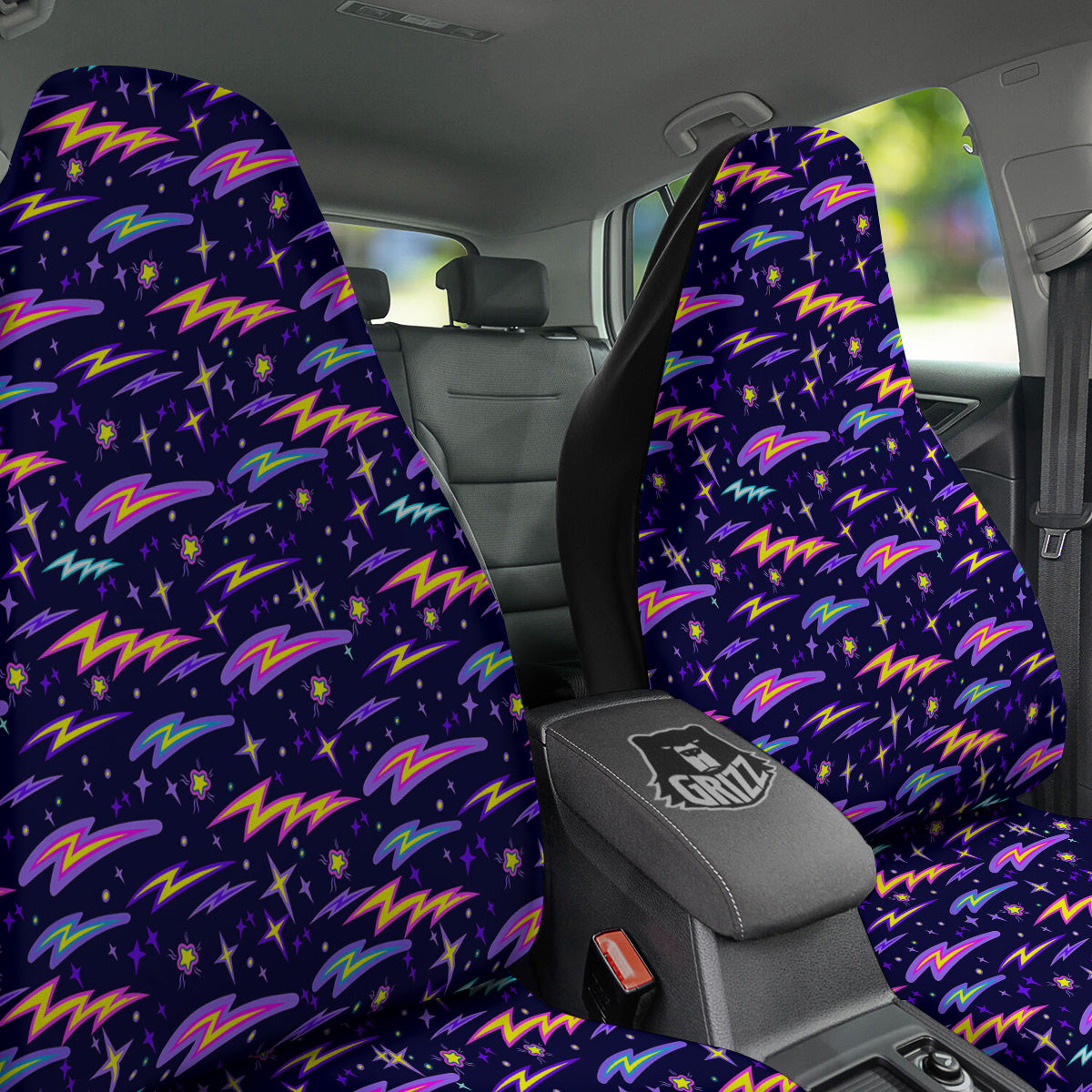 Purple Lightning Flashes Print Pattern Car Seat Covers-grizzshop