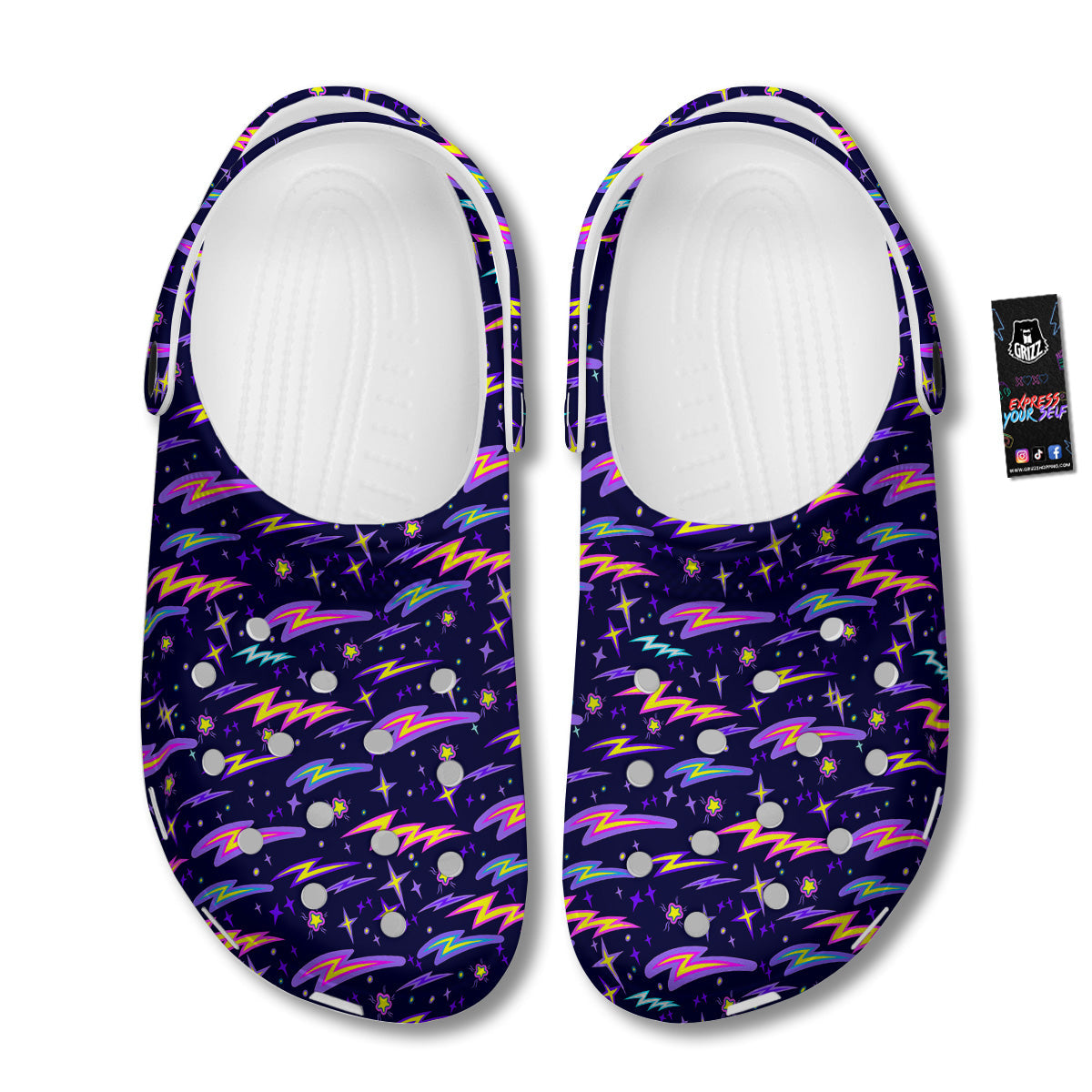 Purple Lightning Flashes Print Pattern Clog-grizzshop