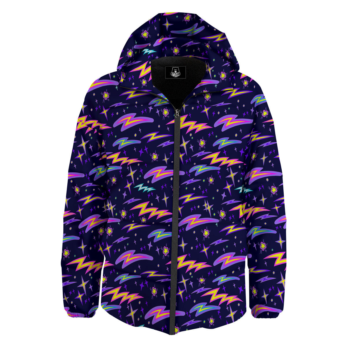 Purple Lightning Flashes Print Pattern Down Jacket-grizzshop