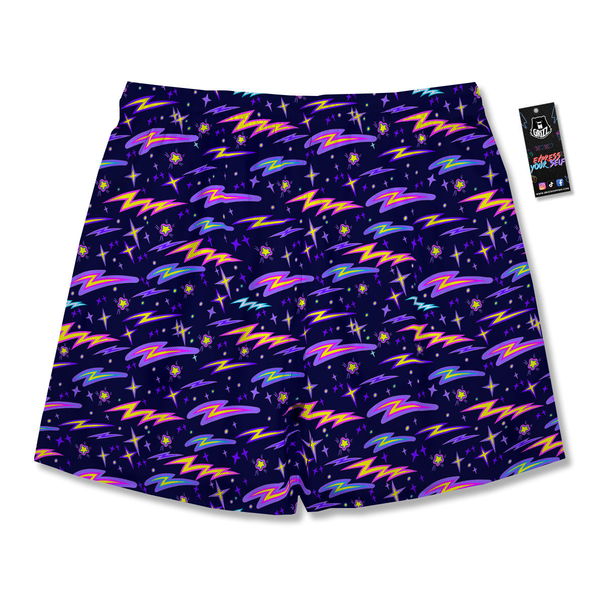Purple Lightning Flashes Print Pattern Men's Running Shorts-grizzshop