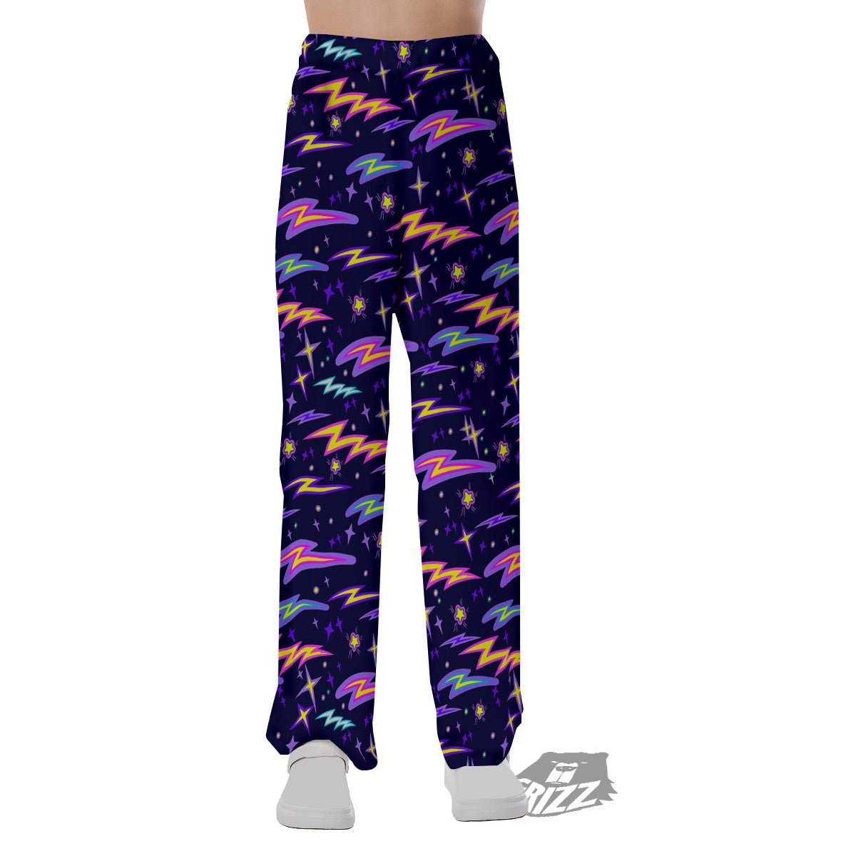 Purple Lightning Flashes Print Pattern Pajama Pants-grizzshop